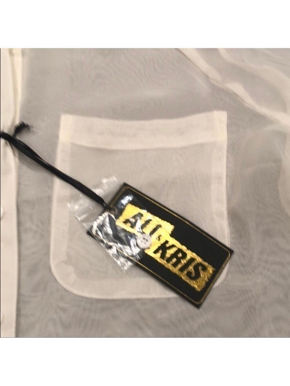 ALI & KRIS  NWT! Fantastic Vanilla Sheer Blouse w/ Collar Bling! Size M - Picture 8 of 9
